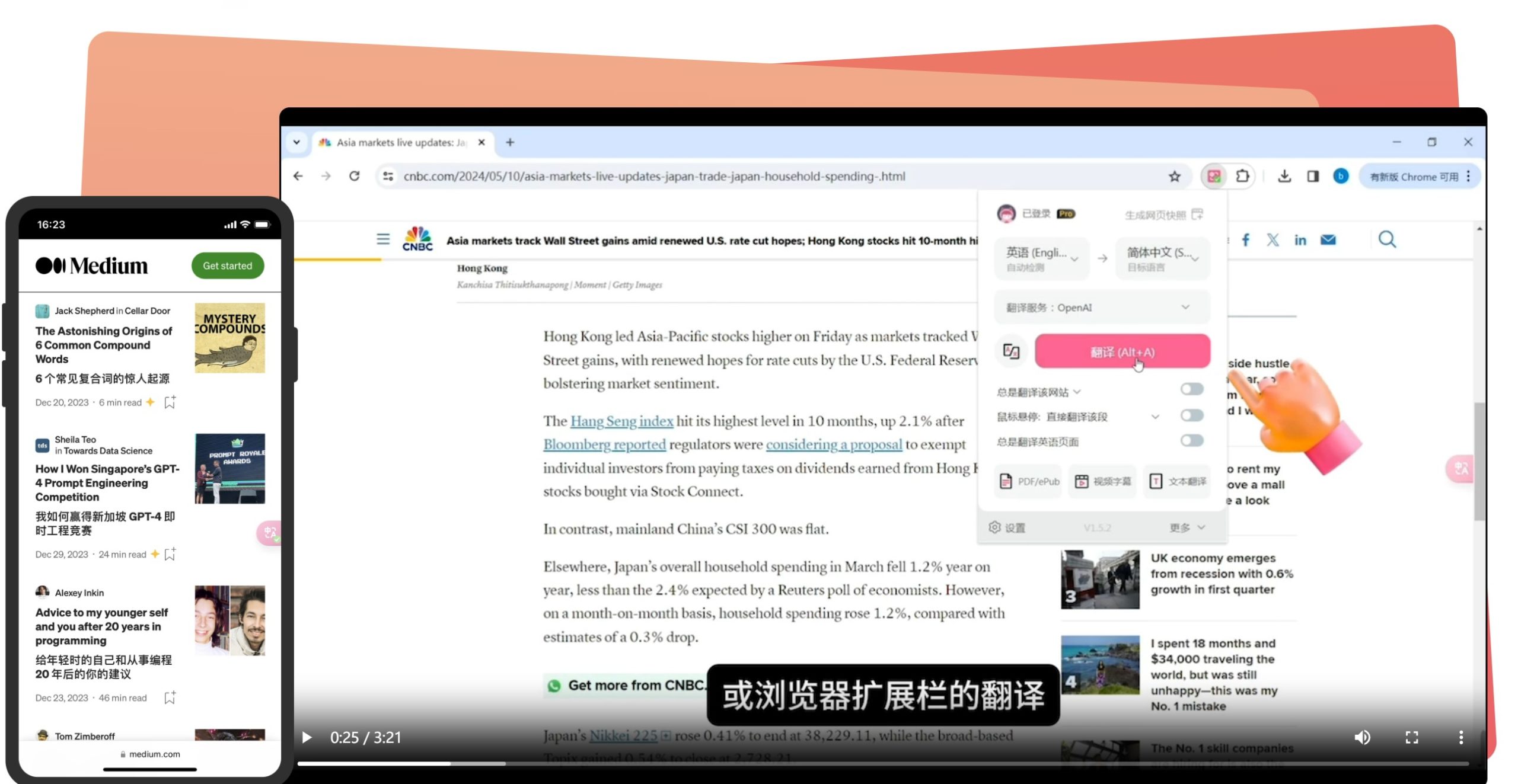 沉浸式翻译使用界面图