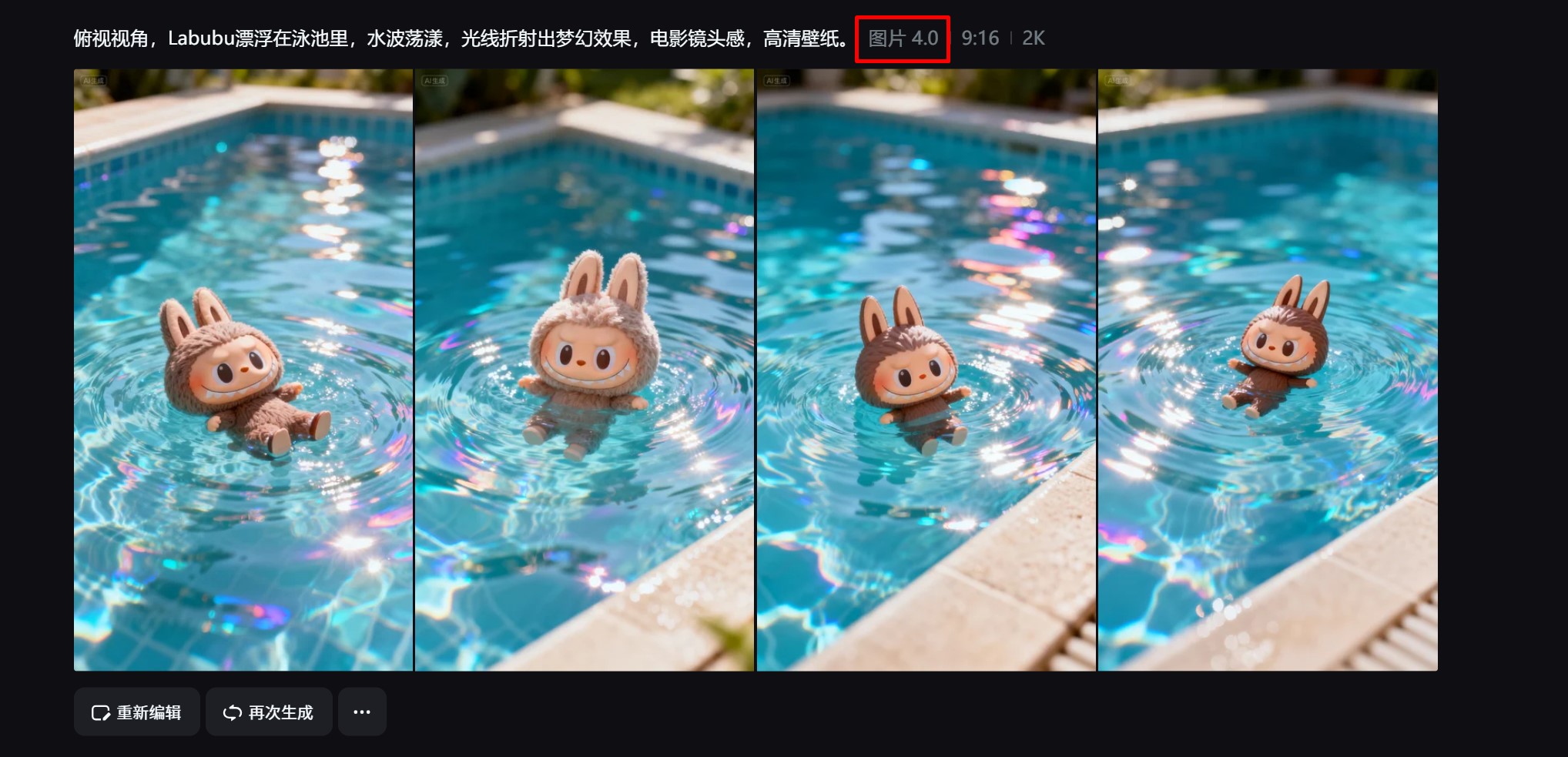 漂浮在泳池的Labubu壁纸