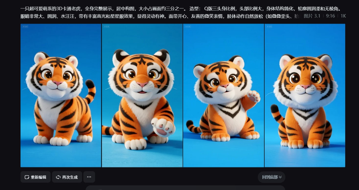 用即梦AI生成动物图片的操作截图