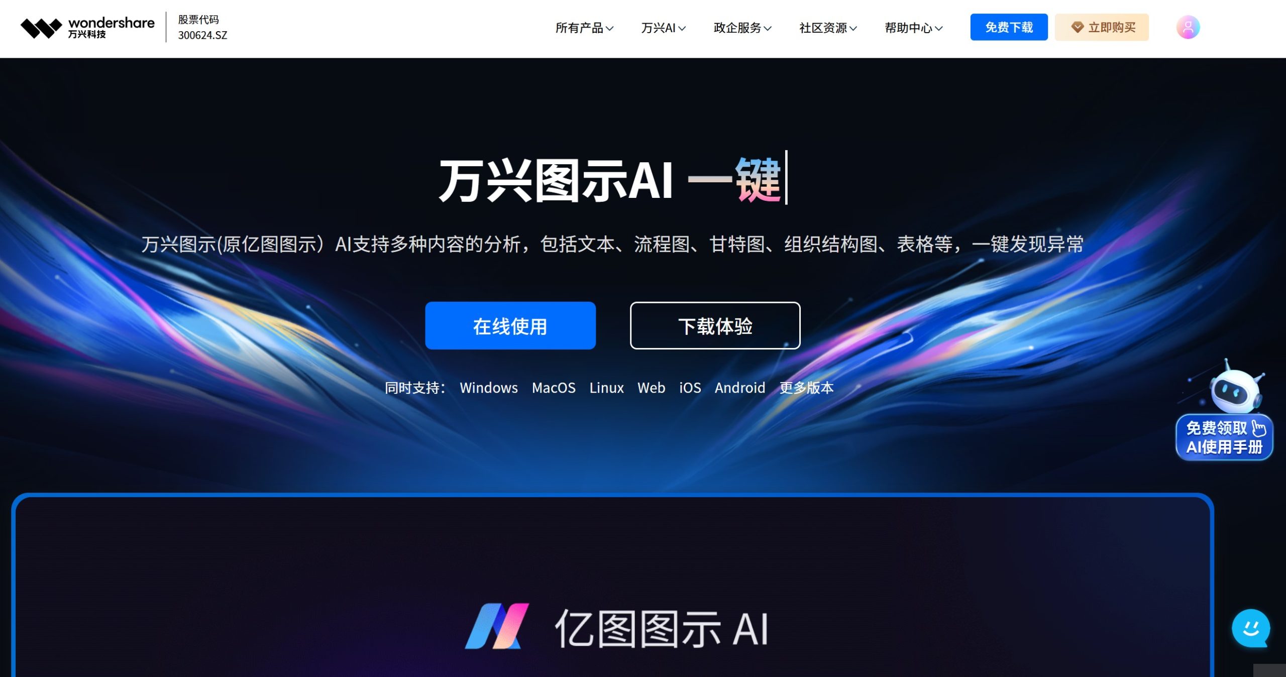 万兴图示AI官网首页图