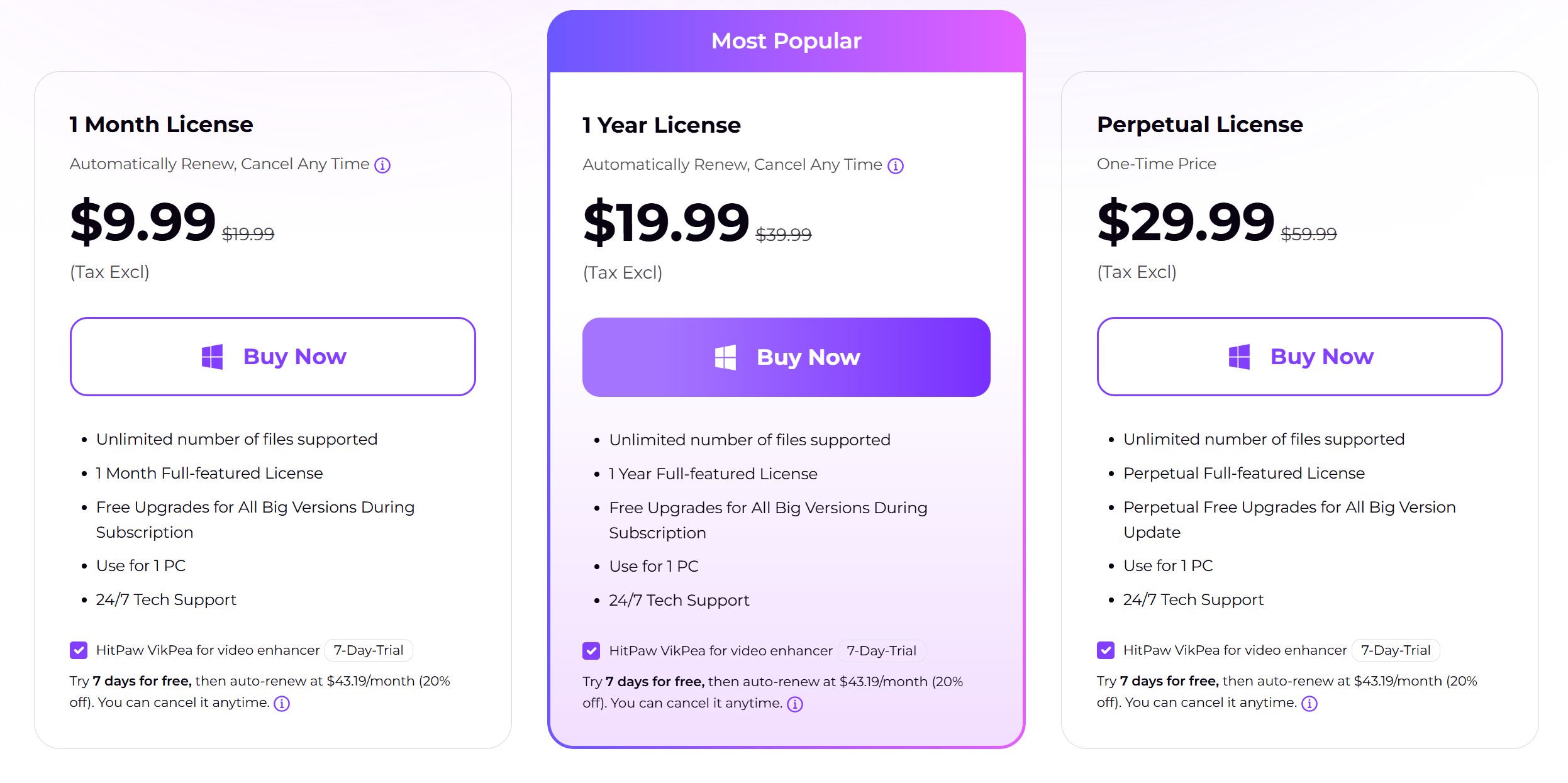 HitPaw Watermark Remover价格方案