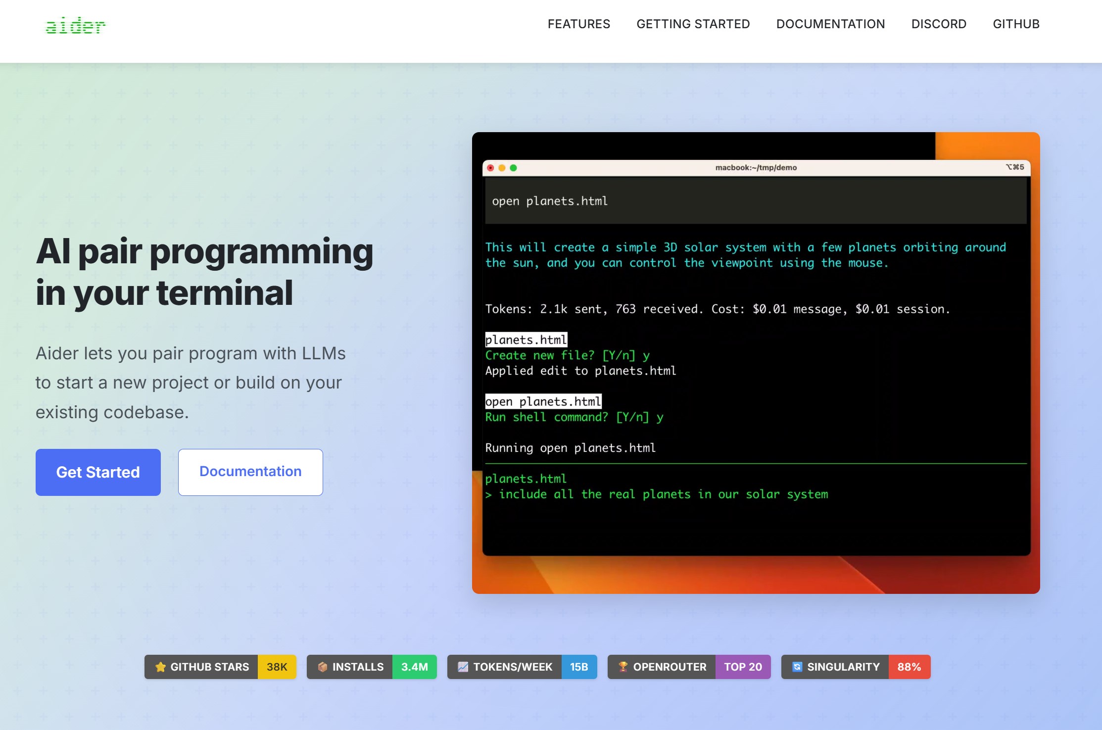 Aider AI 编程工具官网首页