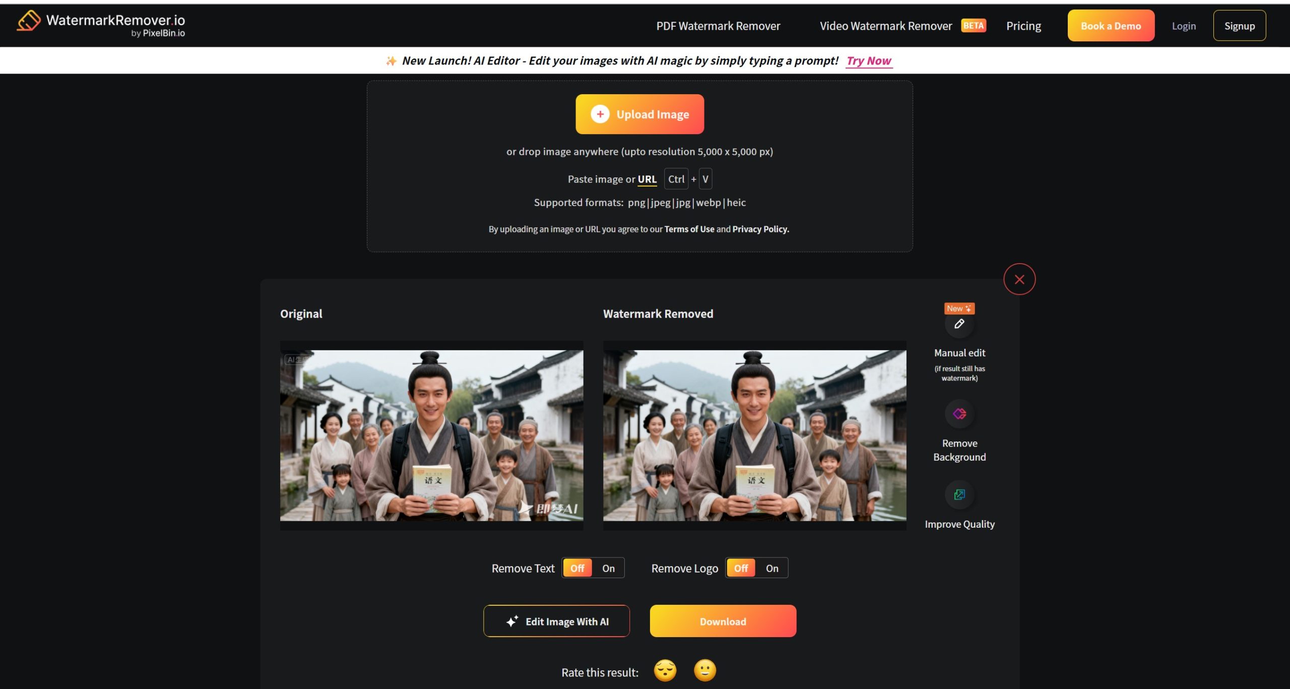 watermarkremover.io操作界面图
