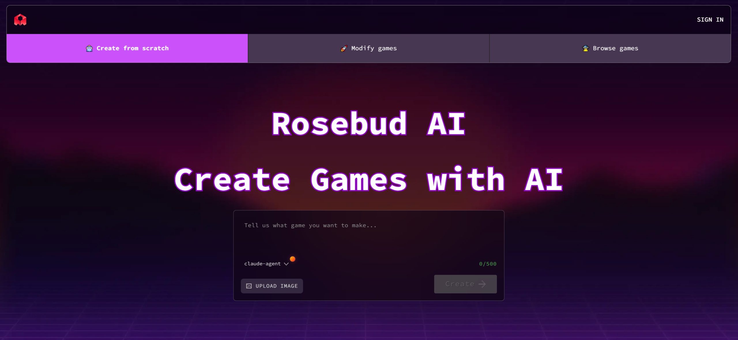 ROSEBUD AI官网首页图