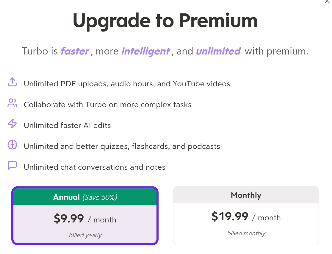 Turbo AI会员价格方案