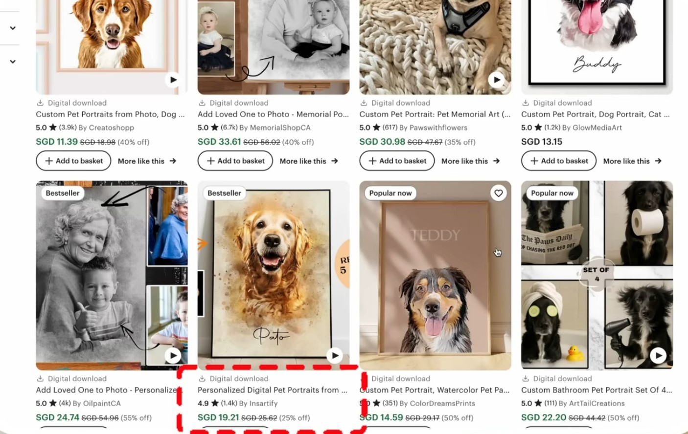 Etsy 平台 AI 定制画像数字产品案例