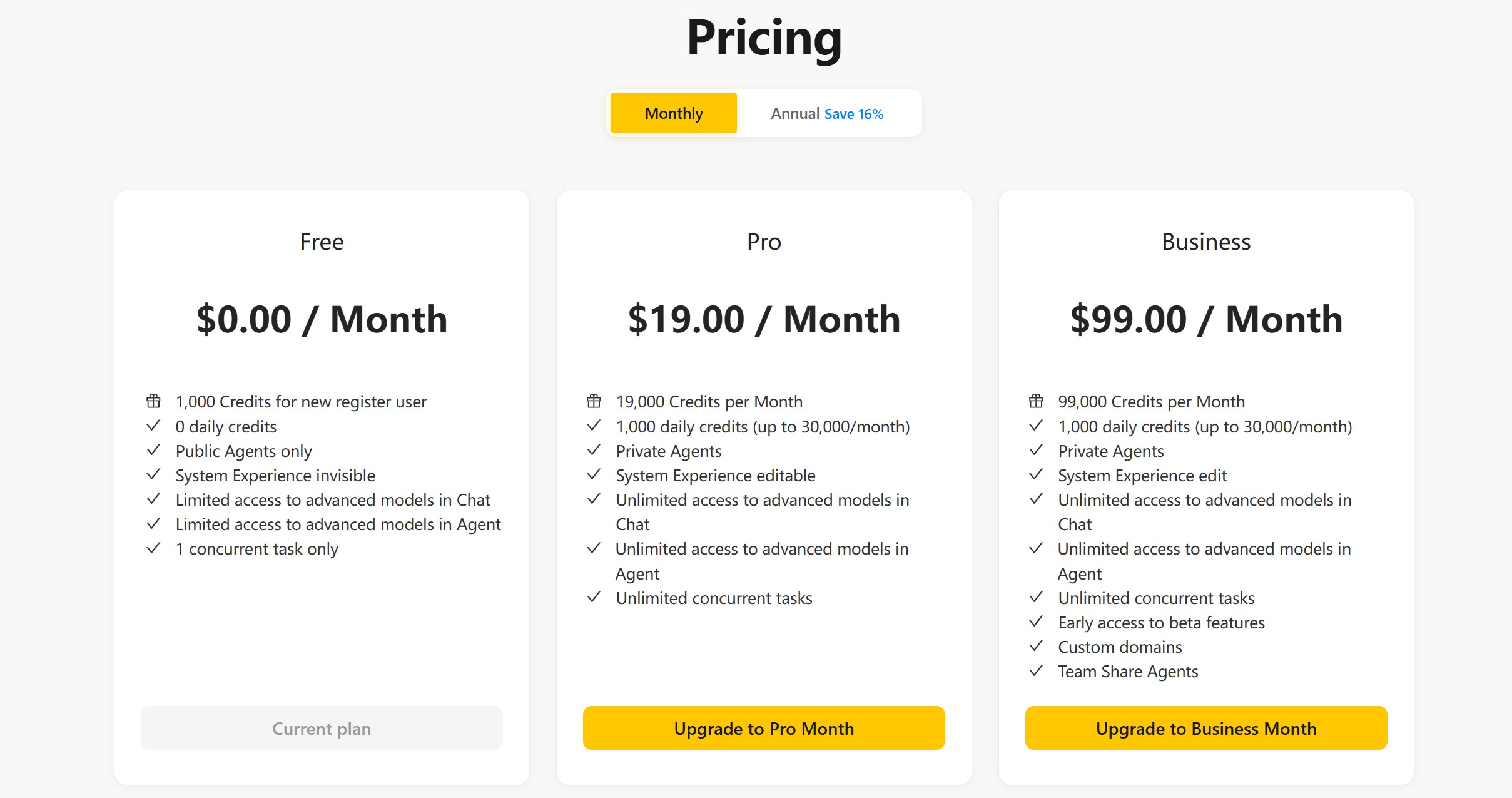Lemon AI 价格套餐方案截图