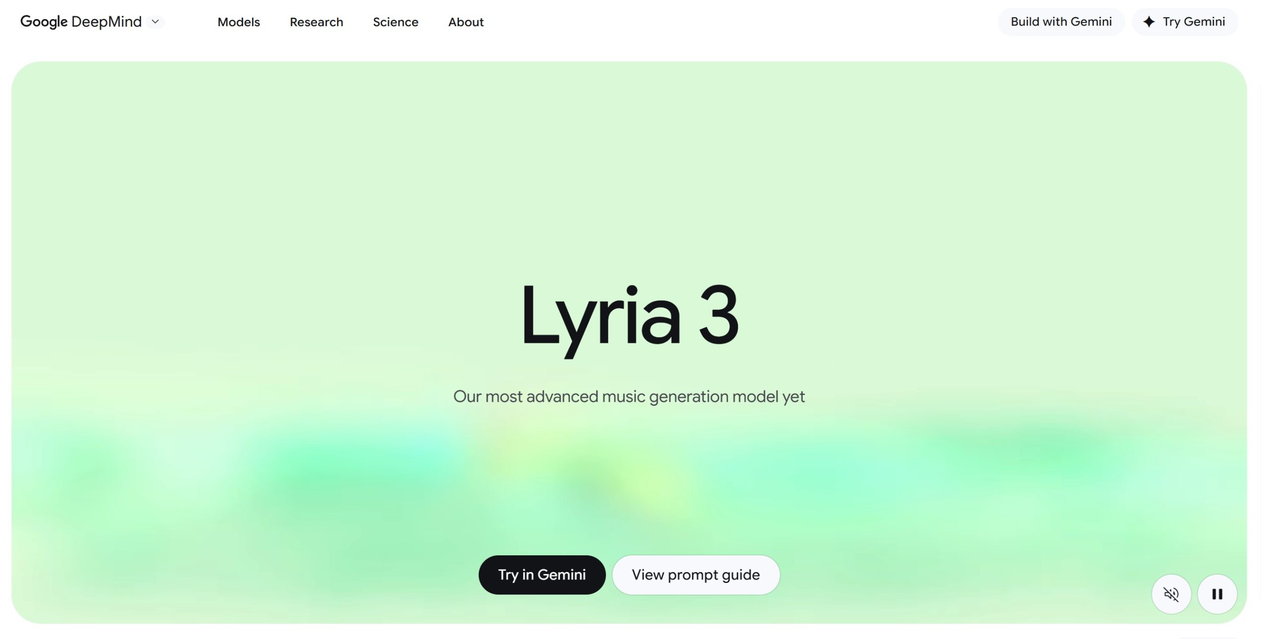 Lyria 3官网首图展示多模态AI音乐生成界面