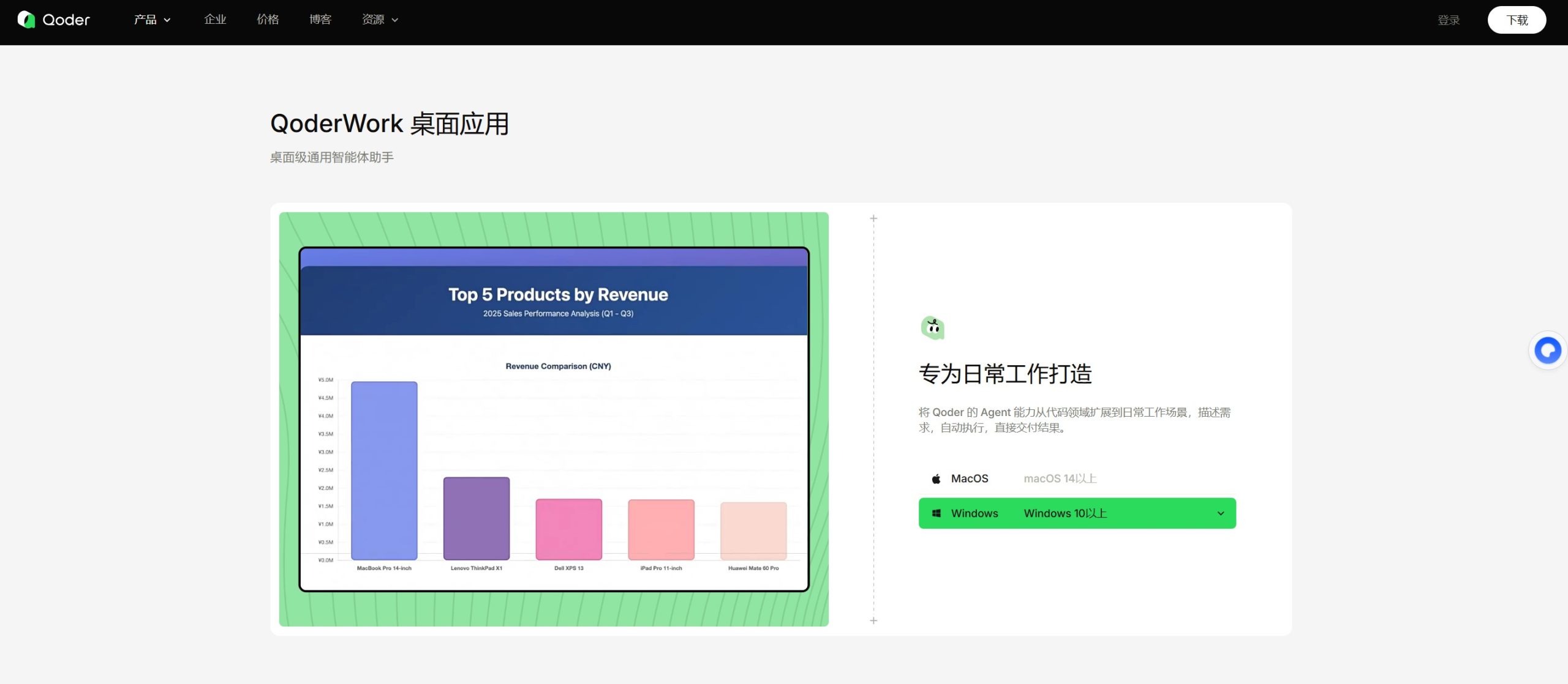 QoderWork官网首页界面截图