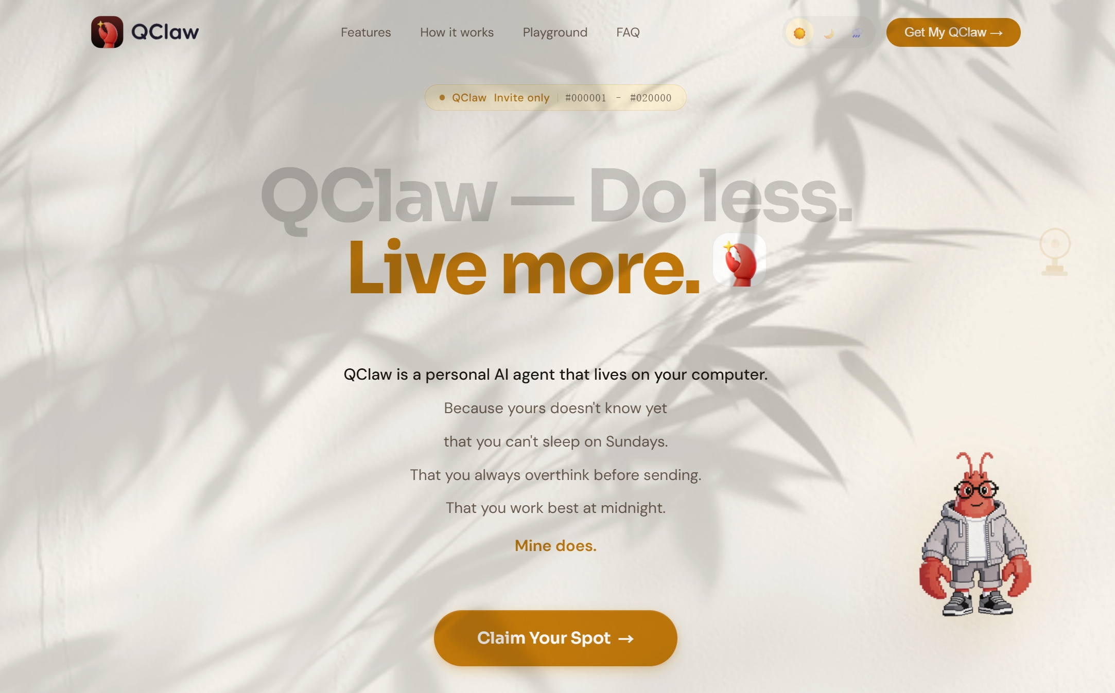 QClaw 海外版官网首页截图