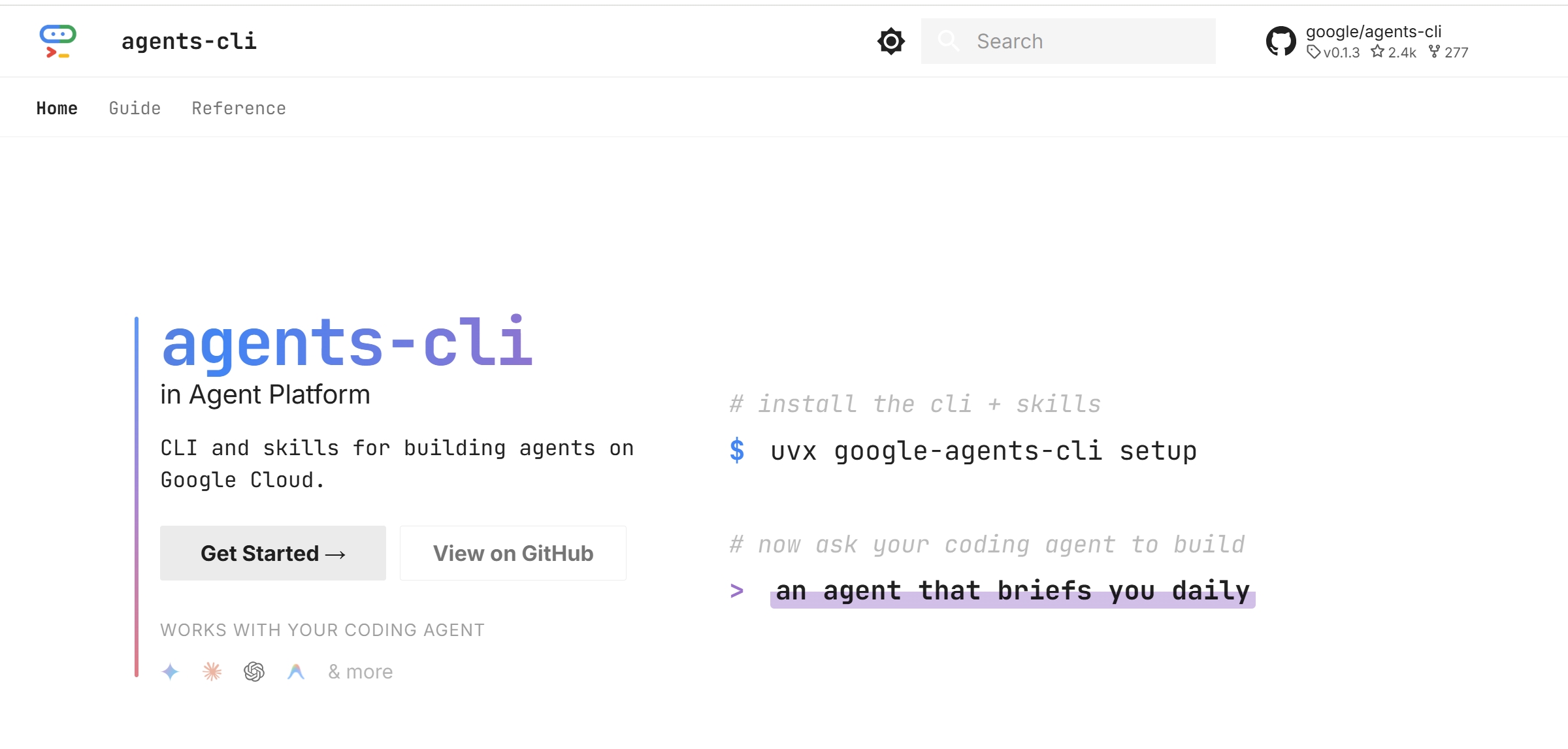 Agents CLI官网首页