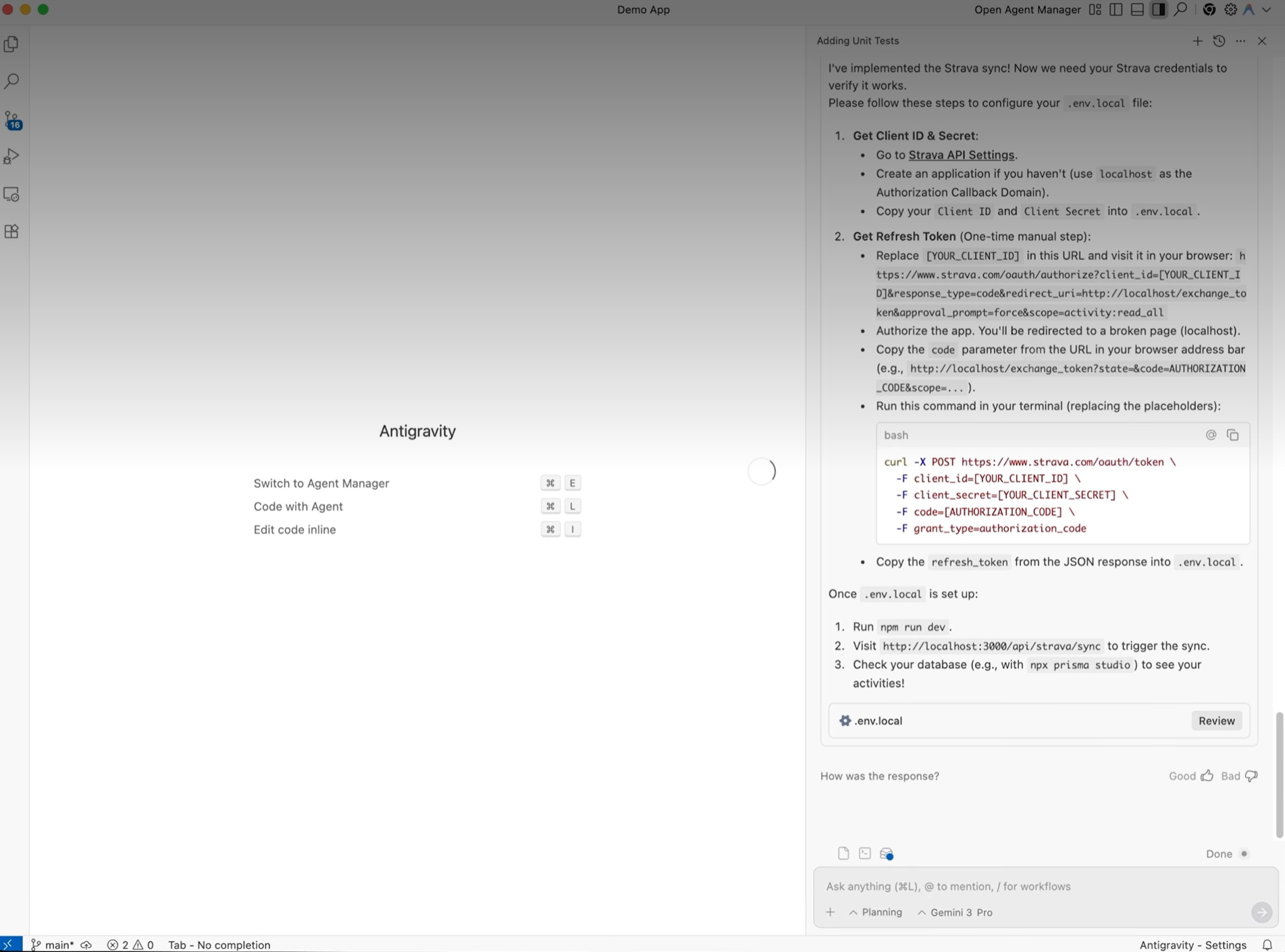 Google Antigravity多代理开发工作区操作界面截图