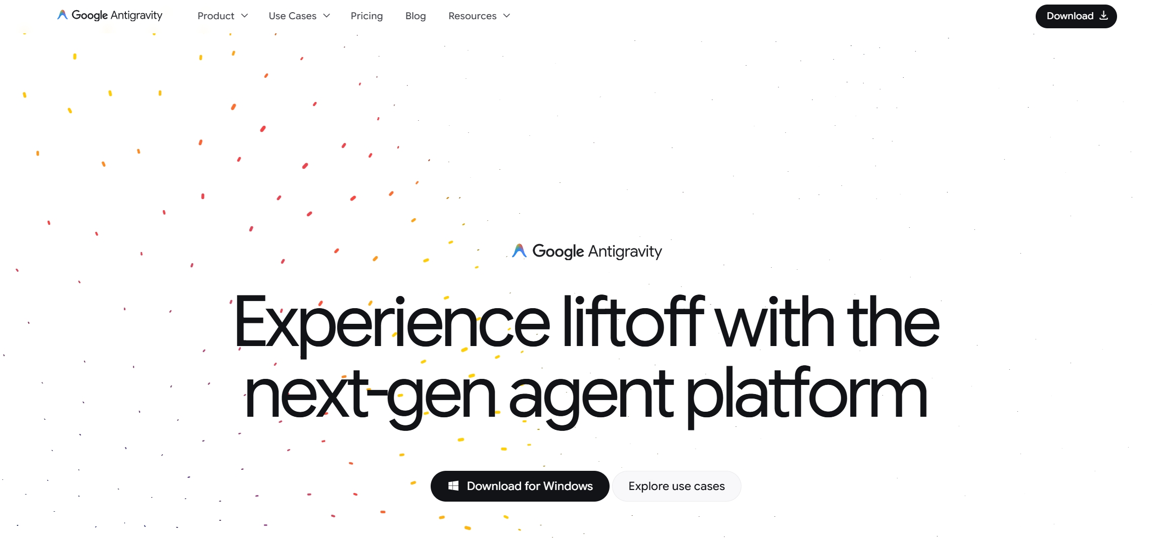Google Antigravity官网首页界面截图