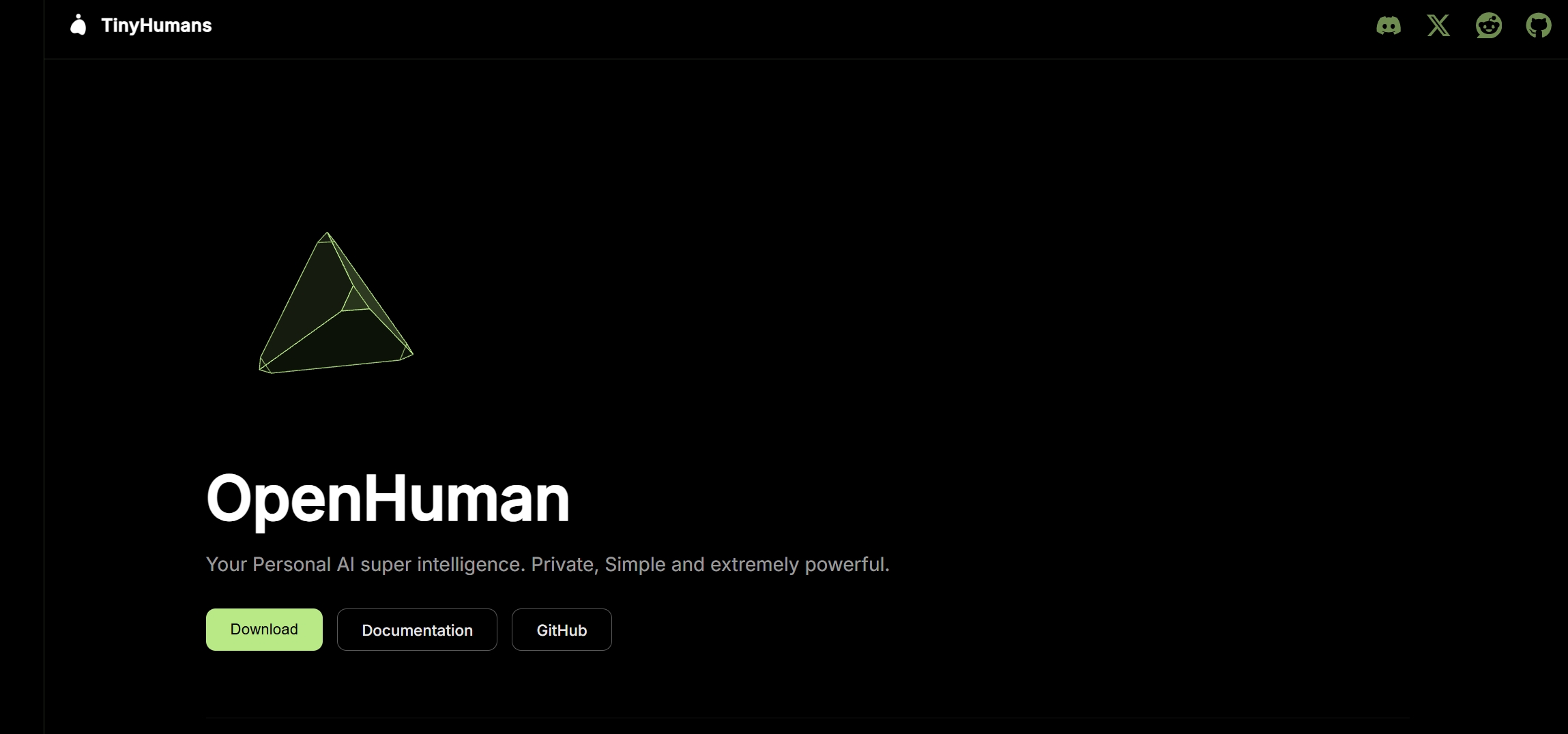 OpenHuman官网首页