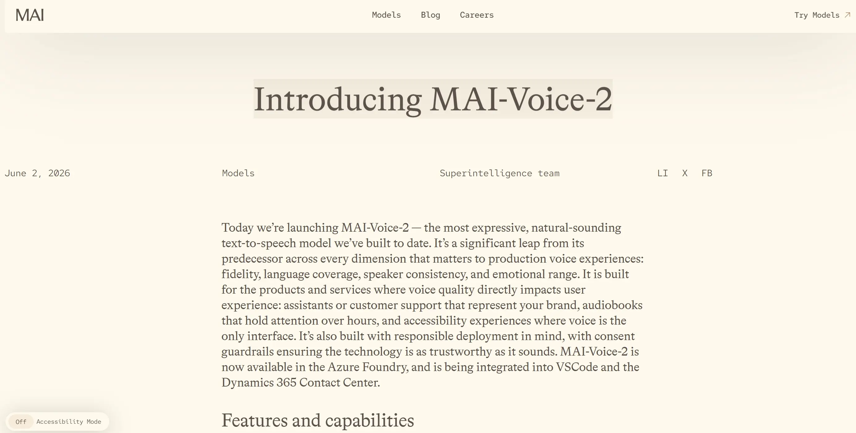 MAI-Voice-2 – Microsoft AI推出的多语言文本转语音与语音克隆模型