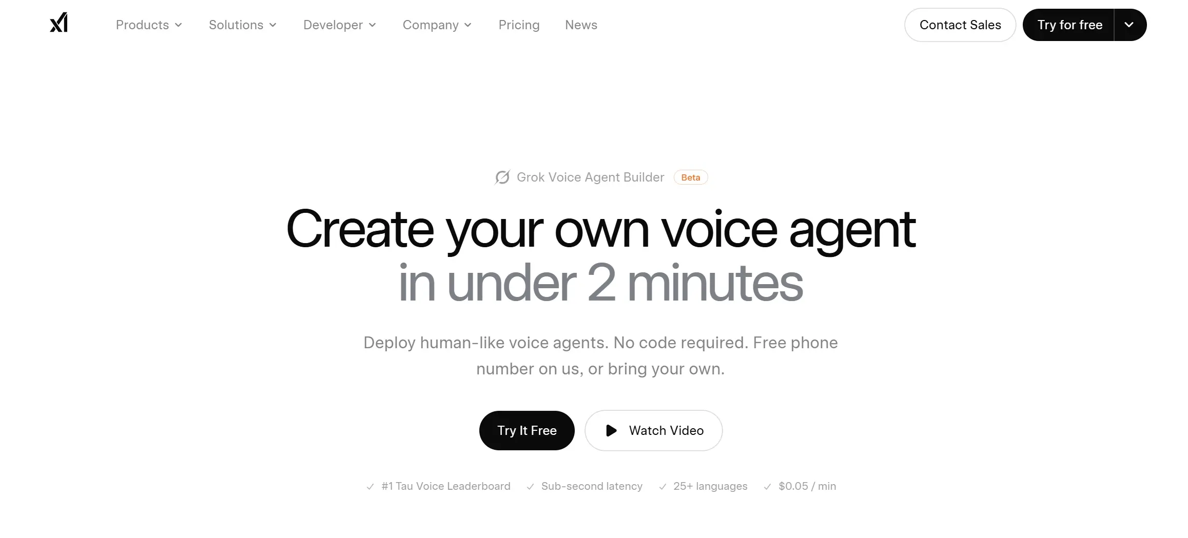 Voice Agent Builder官网首页与AI语音智能体平台介绍界面