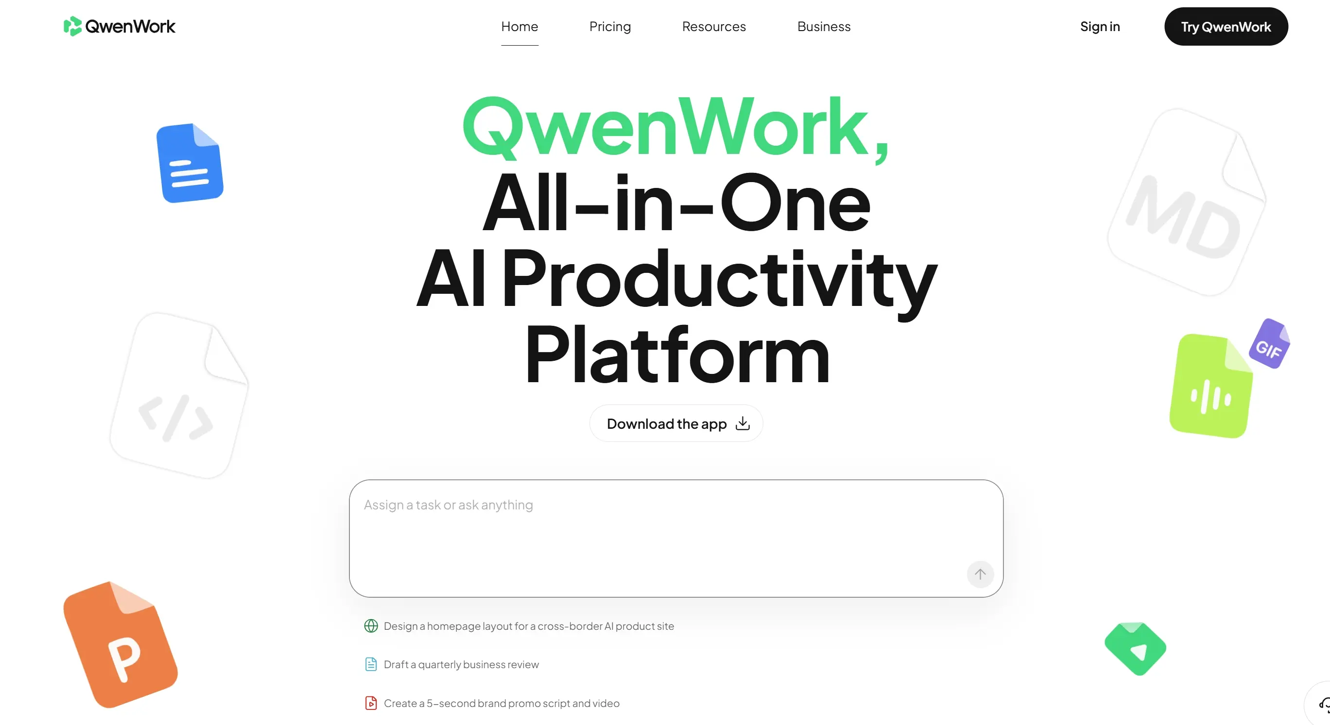 QwenWork – 阿里通义千问推出的海外AI办公生产力平台
