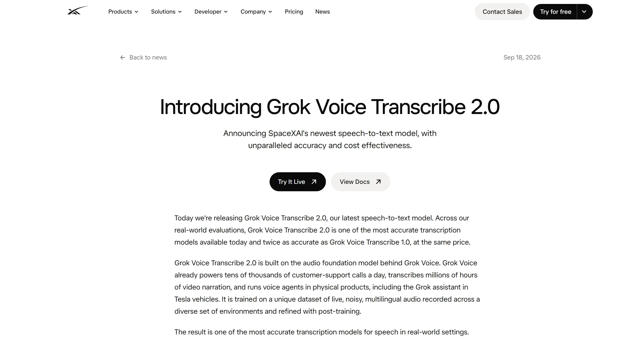 Grok Voice Transcribe 2.0 – xAI 推出的高精度语音转写模型
