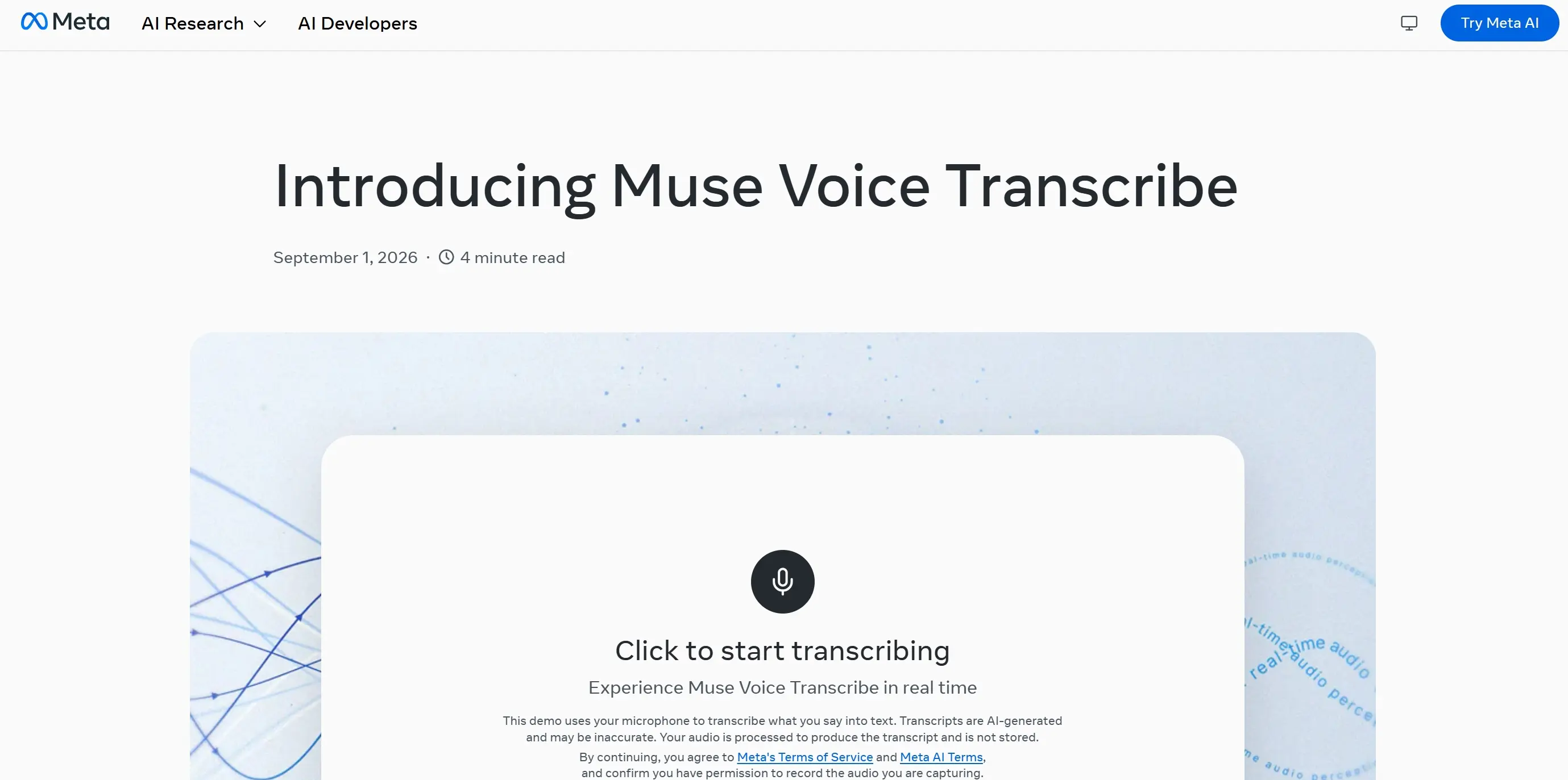Muse Voice Transcribe – Meta推出的实时音频感知与流式语音转写模型
