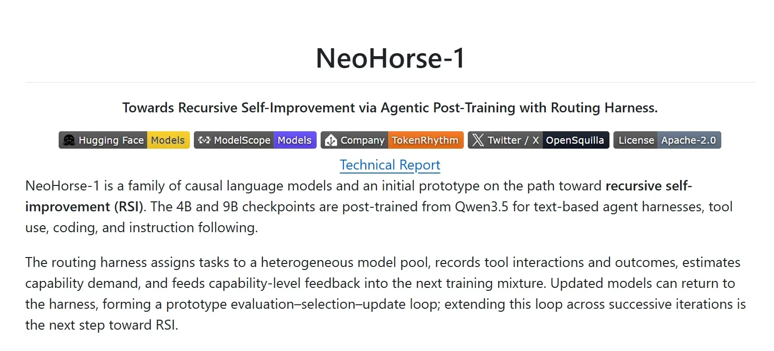 NeoHorse-1 – 基元律动联合无问芯穹推出的首个 Agent-Native 开源模型