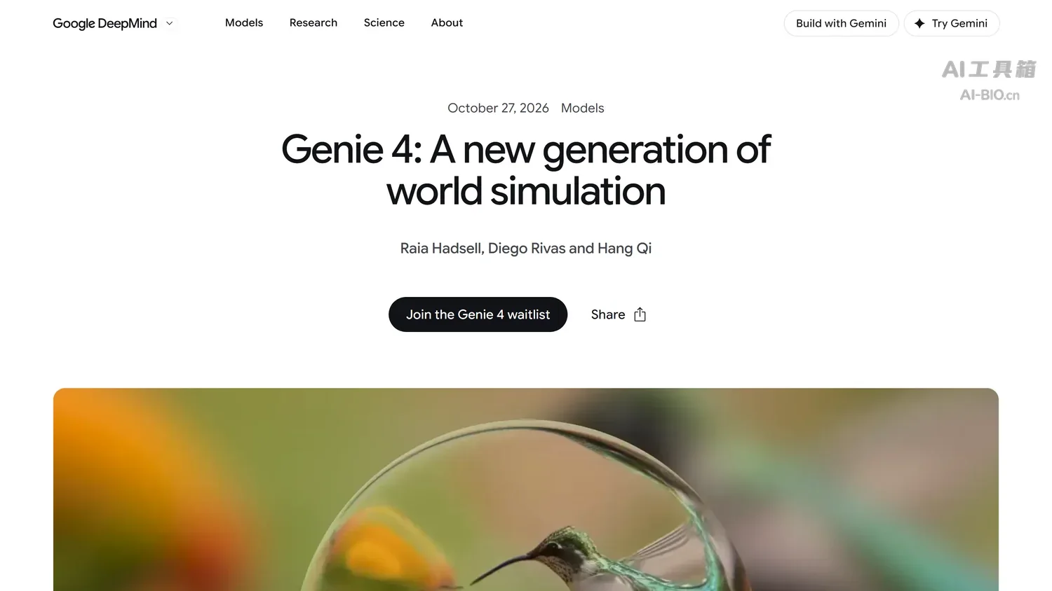 Genie 4官方博客截图