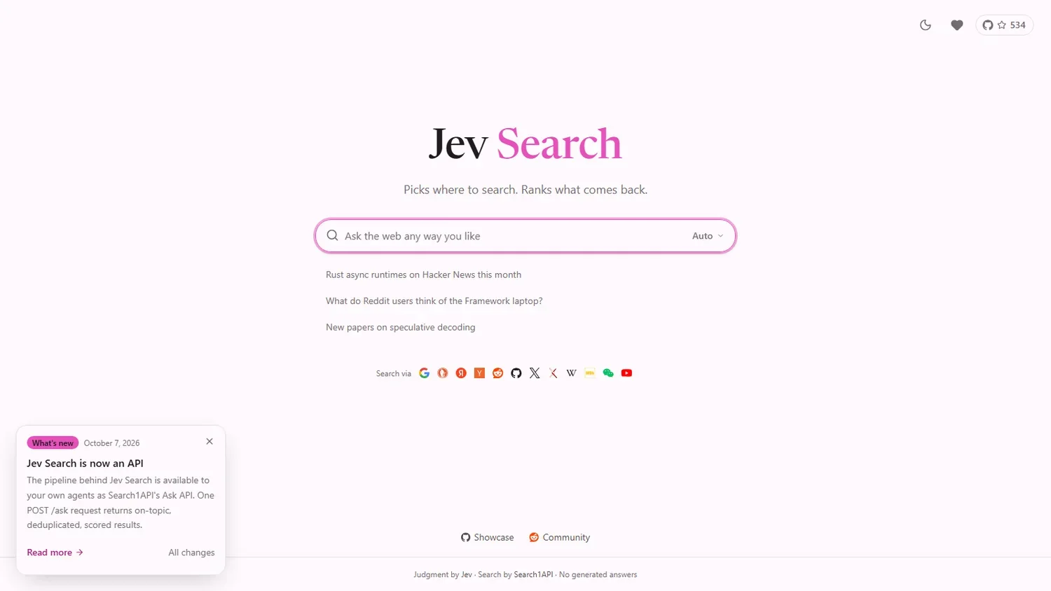 Jev Search官网首页截图