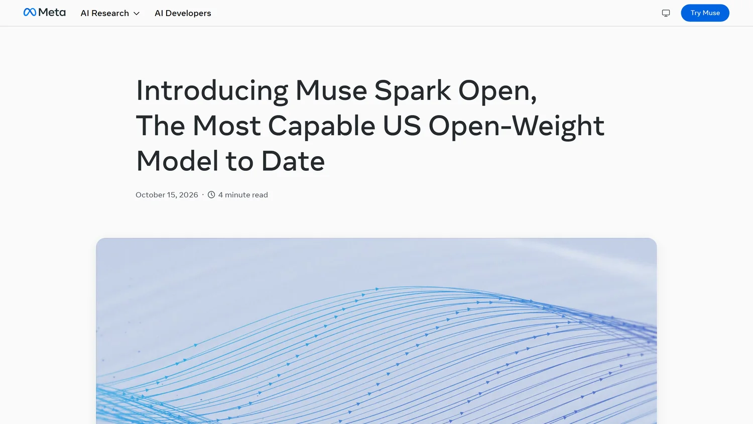 Muse Spark Open 官方发布页整屏截图