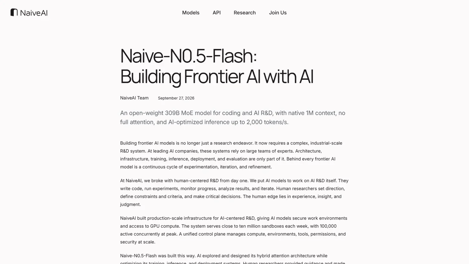 Naive-N0.5-Flash官网首页截图
